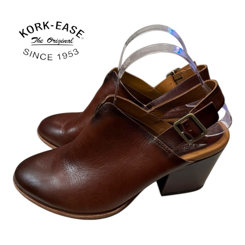 Kork-EaseāWomen's Janelle Burnished Leather Slingback Heeled Clogs